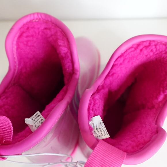 Hot Pink Fleece lined Rubber Slipper Boots - Picture 7 of 10